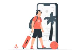 フリーランスエンジニア 海外 リモートを表すイラスト